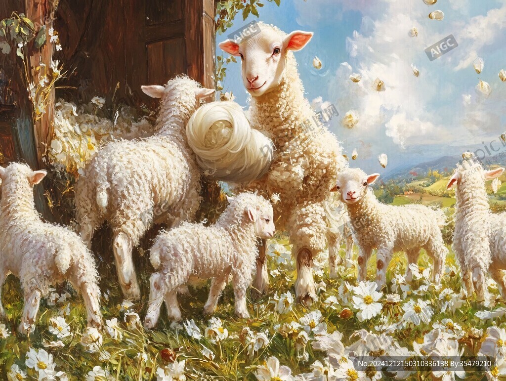 牧羊插画手绘