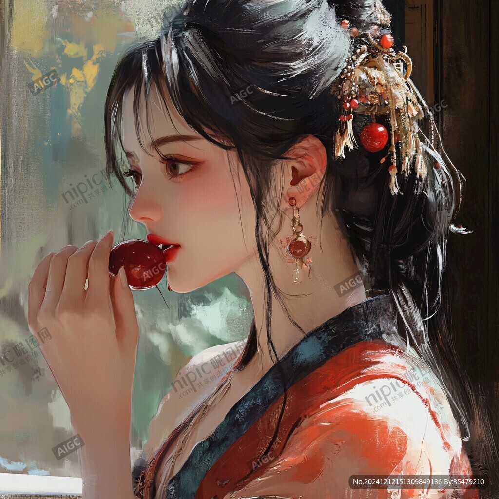 红衣少女设计古风