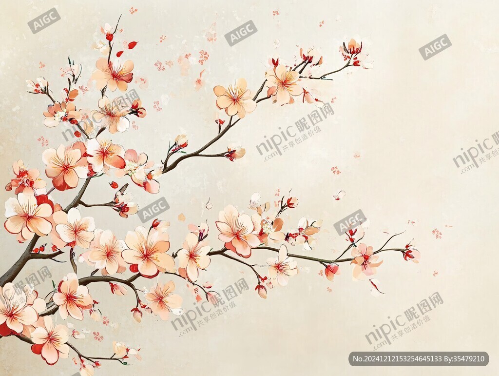 板绘梅花插画
