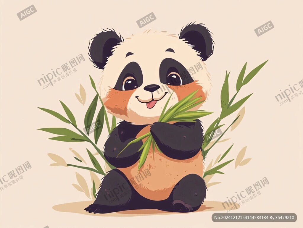 熊猫扁平插画