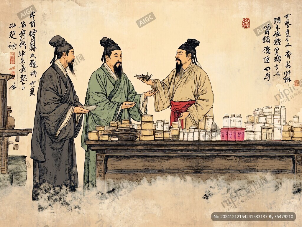 中药加工插画