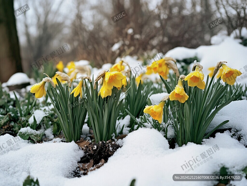 下雪的花坛