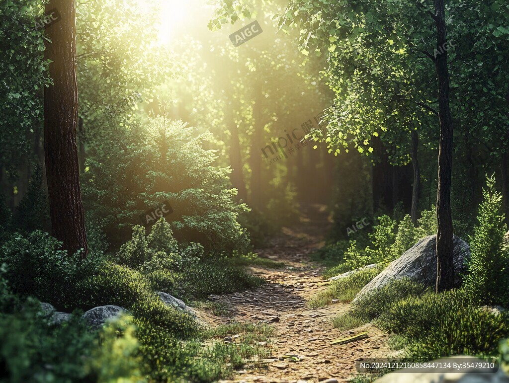 夕阳下的林间小路