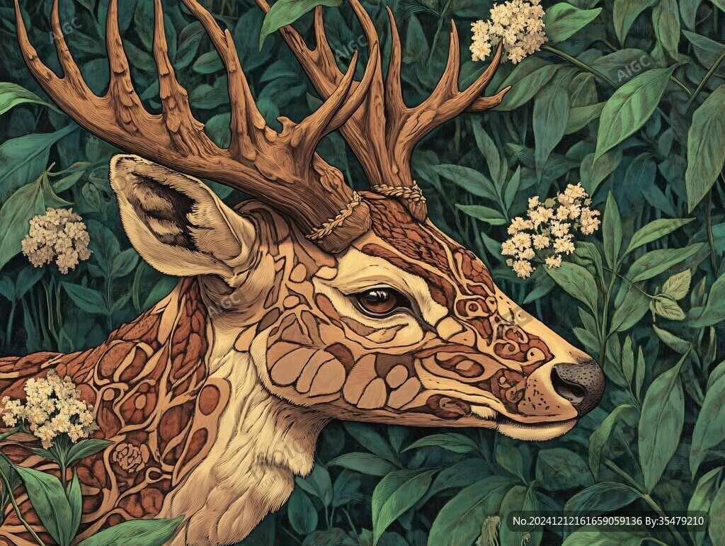 鹿包装插画