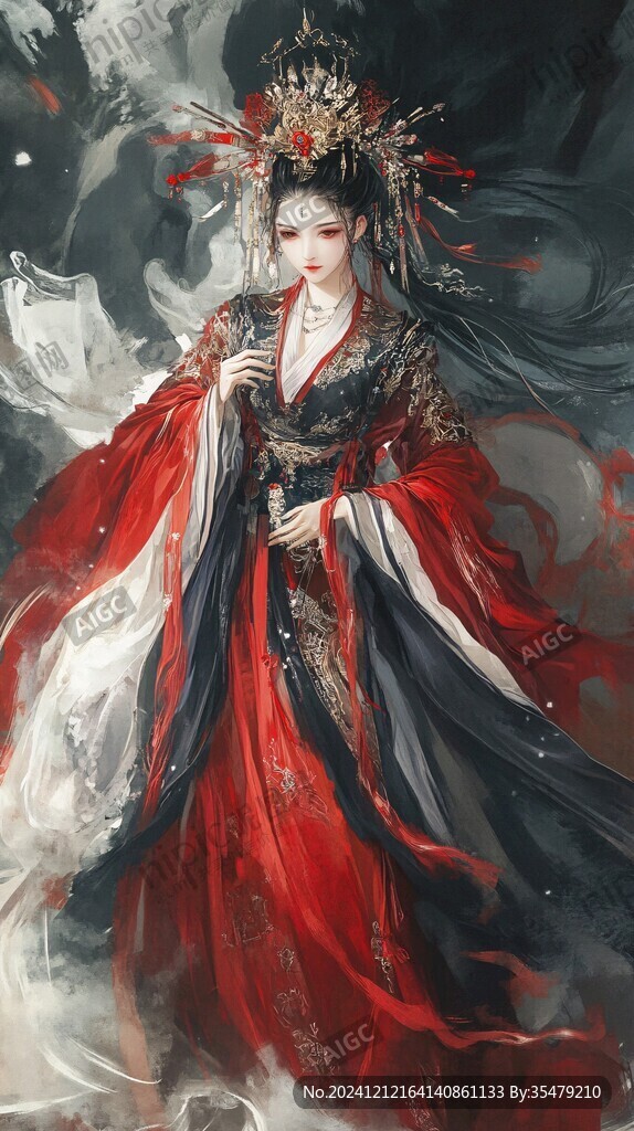 红衣少女设计古风