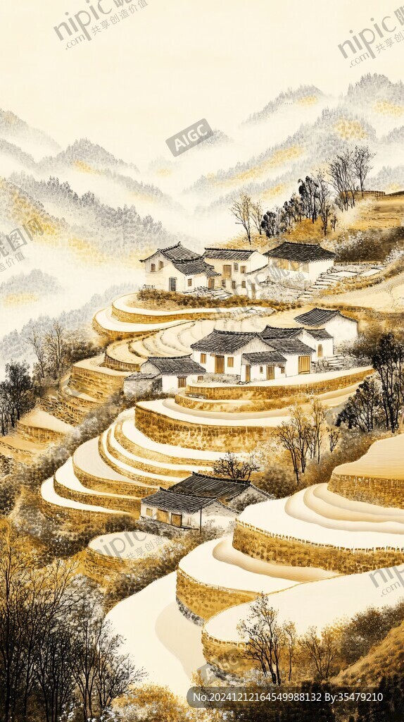 梯田无框画