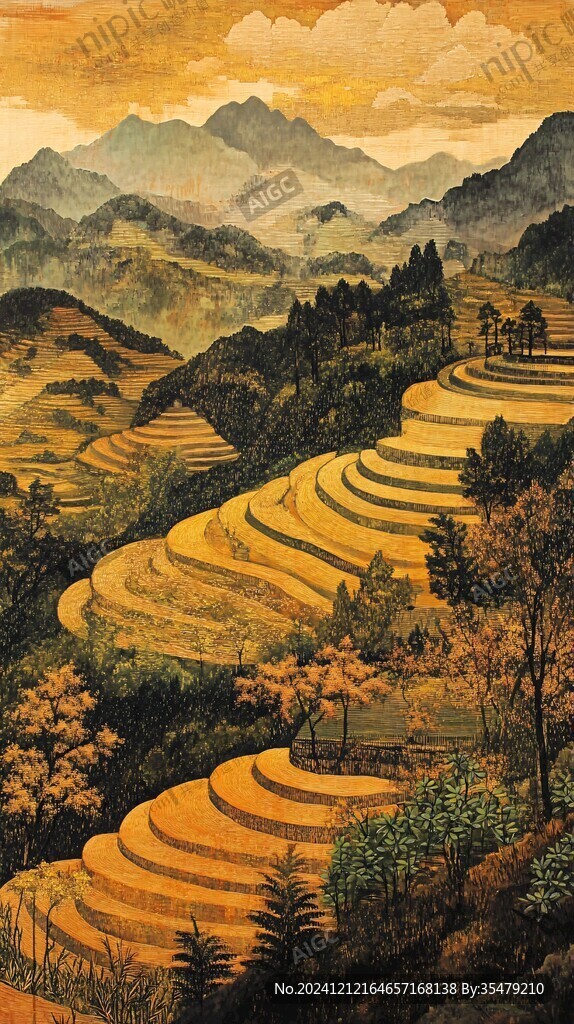 梯田装饰画