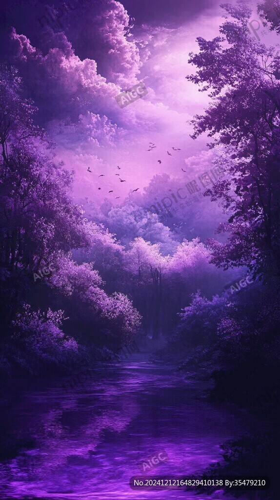 手绘紫色梦幻场景