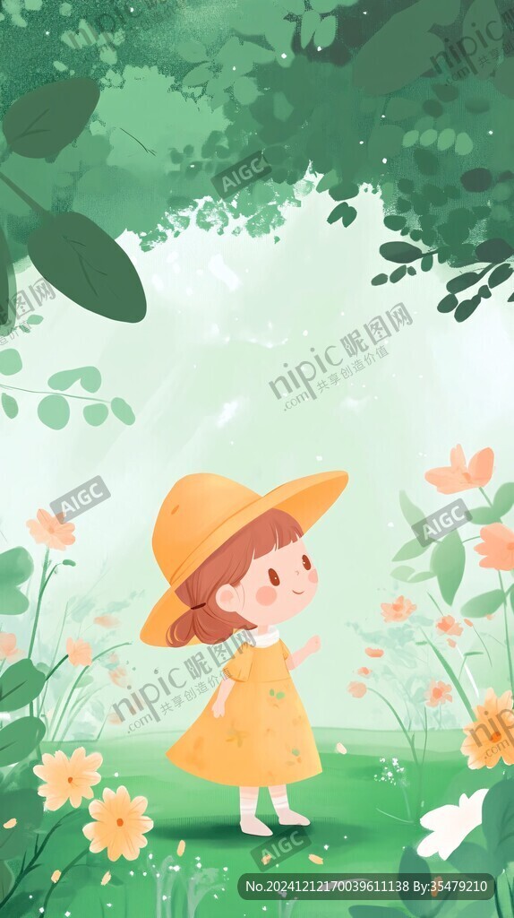 绿色治愈插画