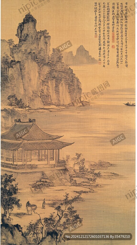 爱晚亭著名景点工笔画
