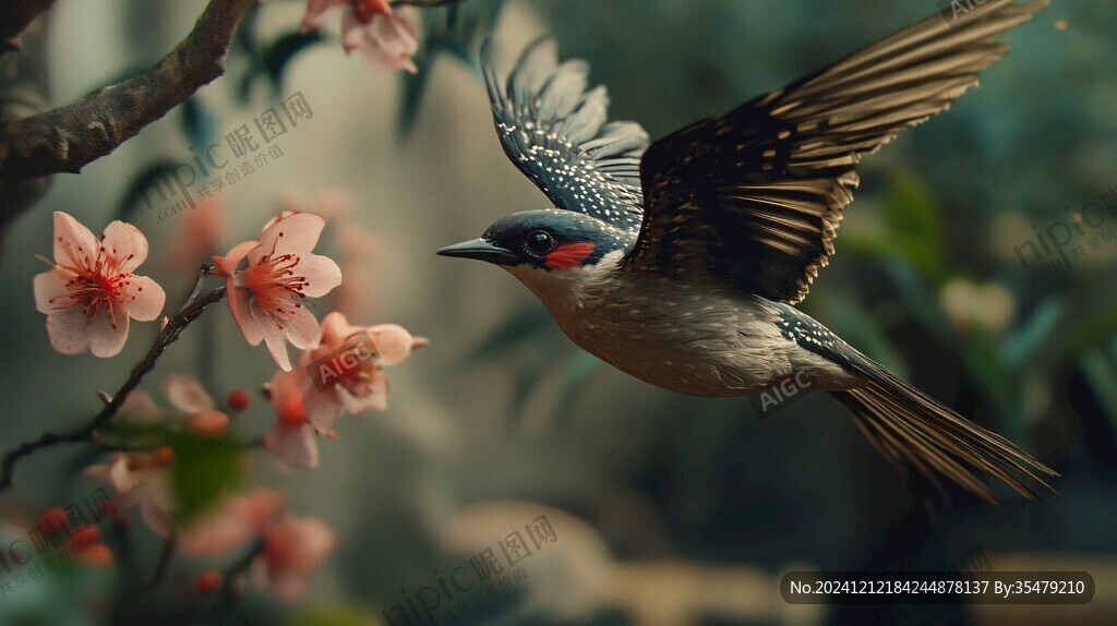 桃花喜鹊