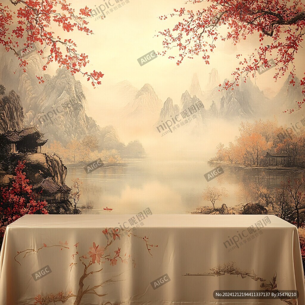 金色山水电视背景