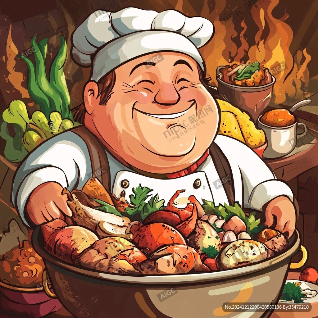 大锅卤肉插画