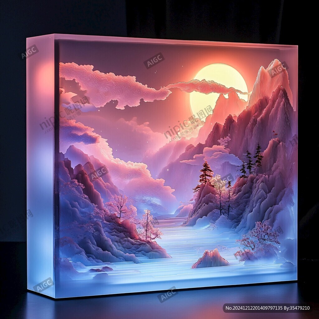 晶瓷山水画