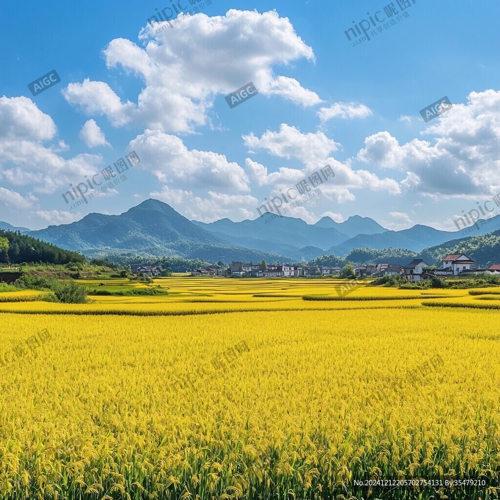 乡村油菜花田自然风光