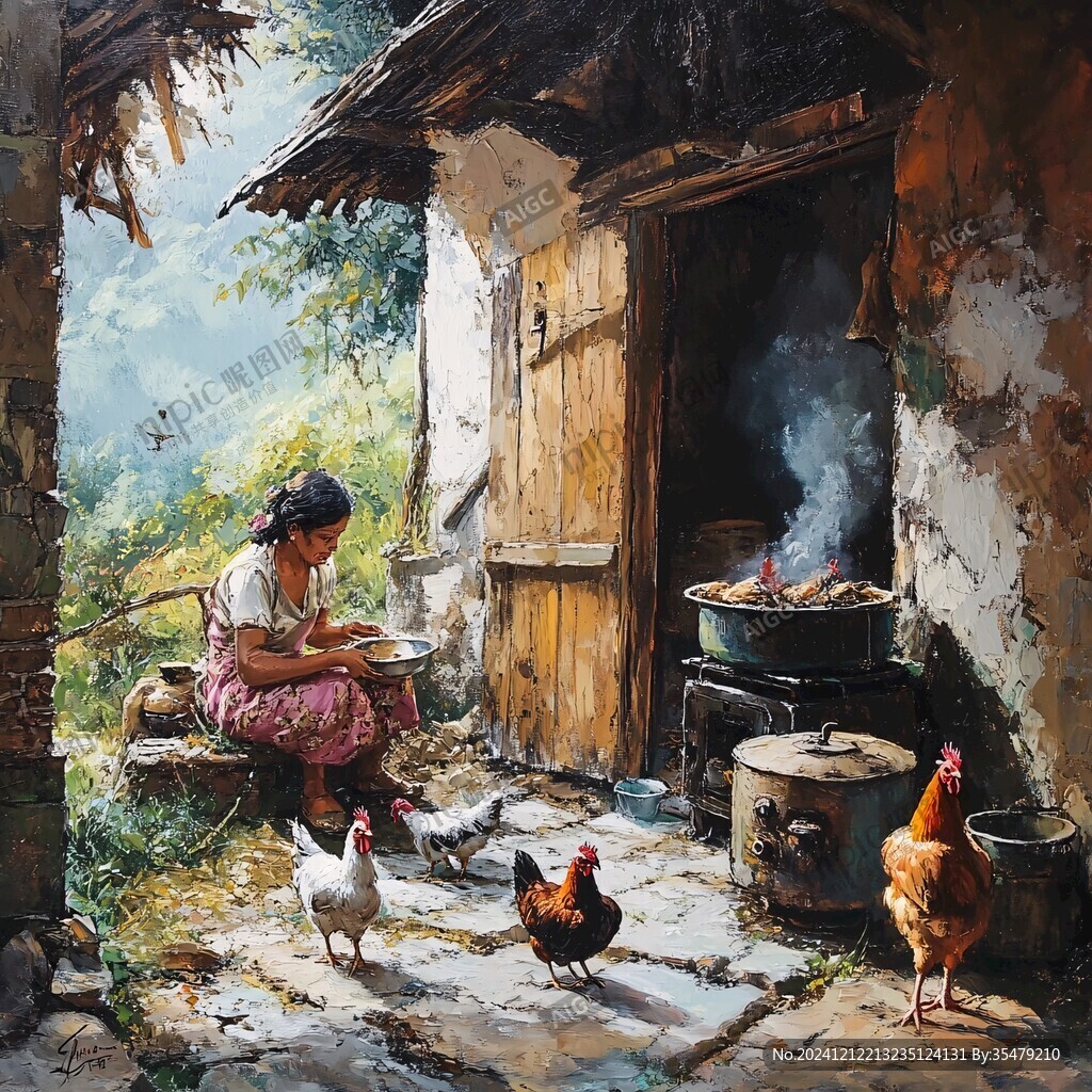 农家乐油画