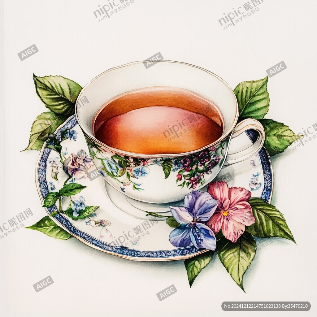 花茶插画设计