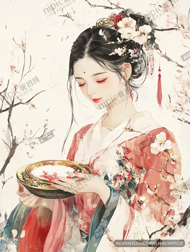 古风美女头像插画封面