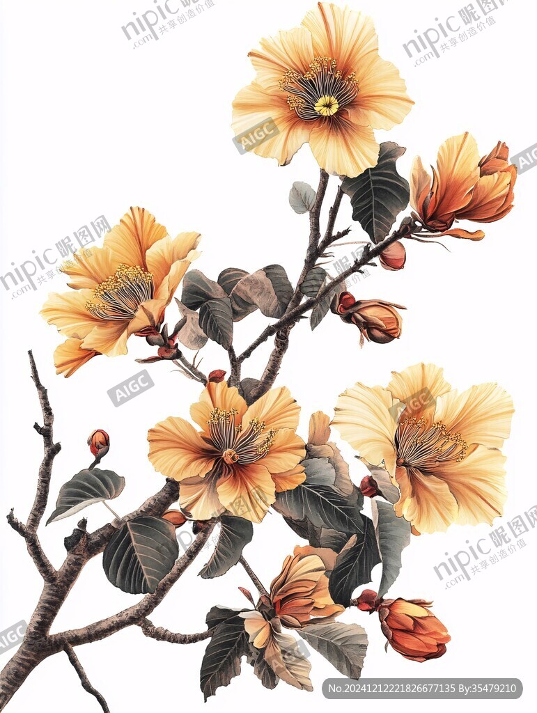 手绘花卉手绘银杏
