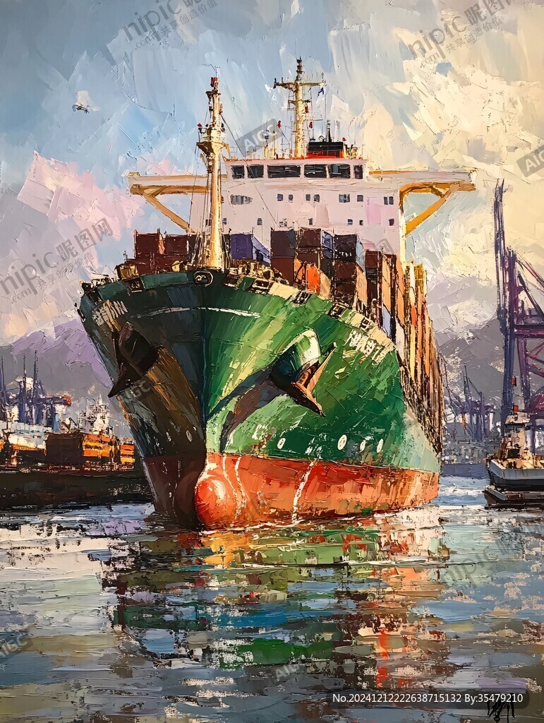 船舶水粉画