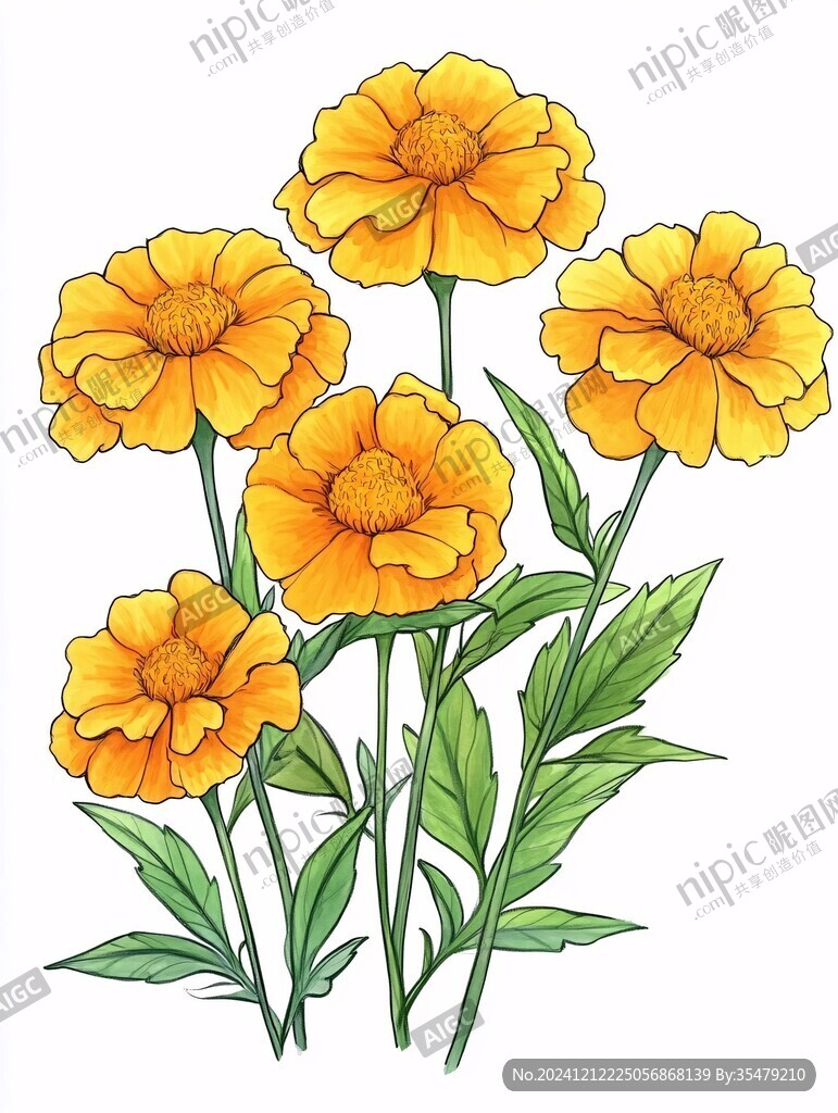 手绘金盏菊