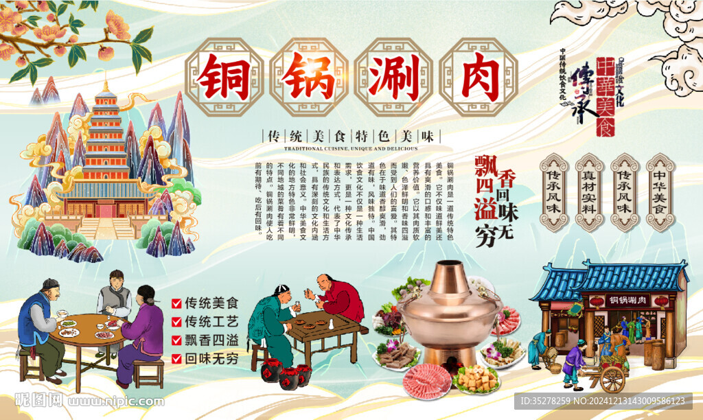 铜锅涮肉背景