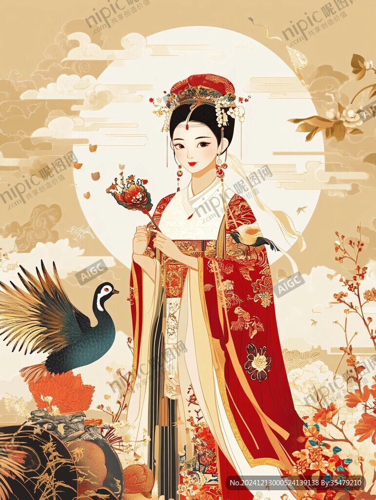 古典美女包装插画