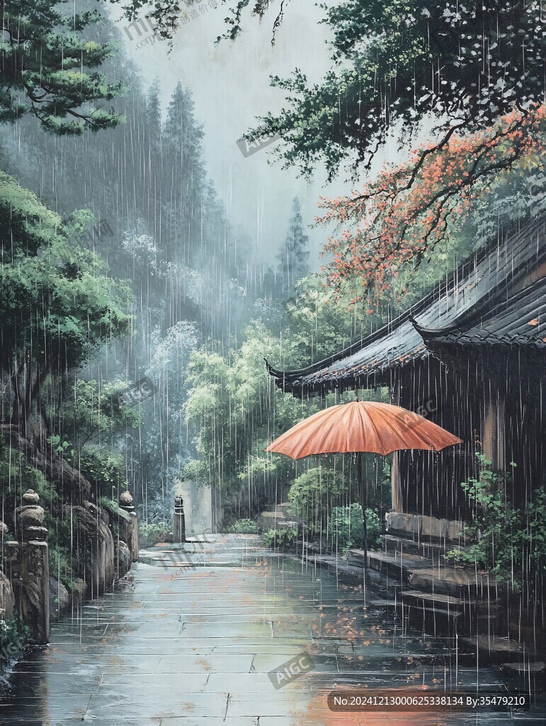 雨巷插画