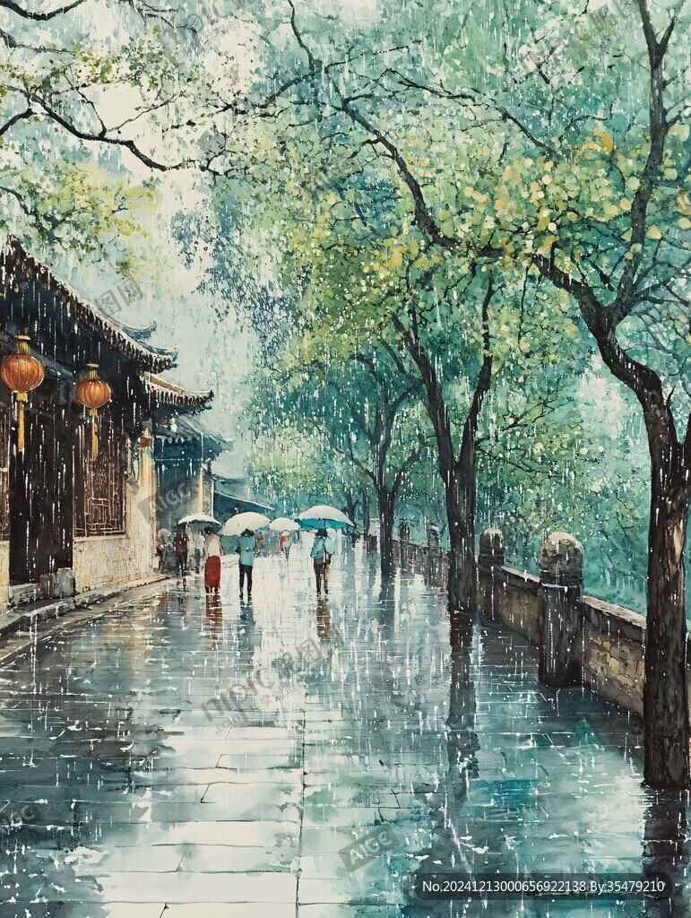 雨巷插画