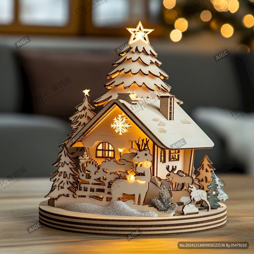 小雪人小木屋灯