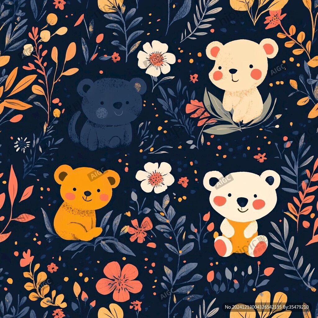 花卉小熊
