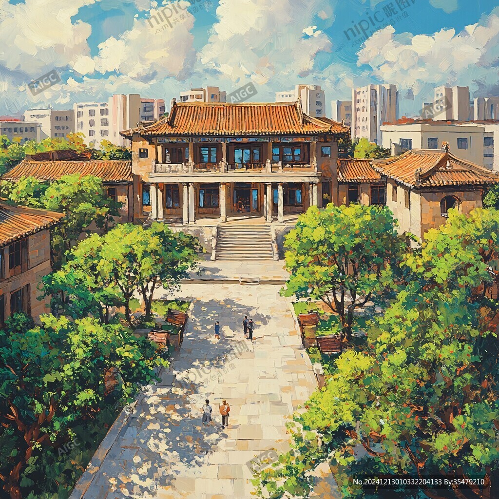 华南理工大学旅游插画