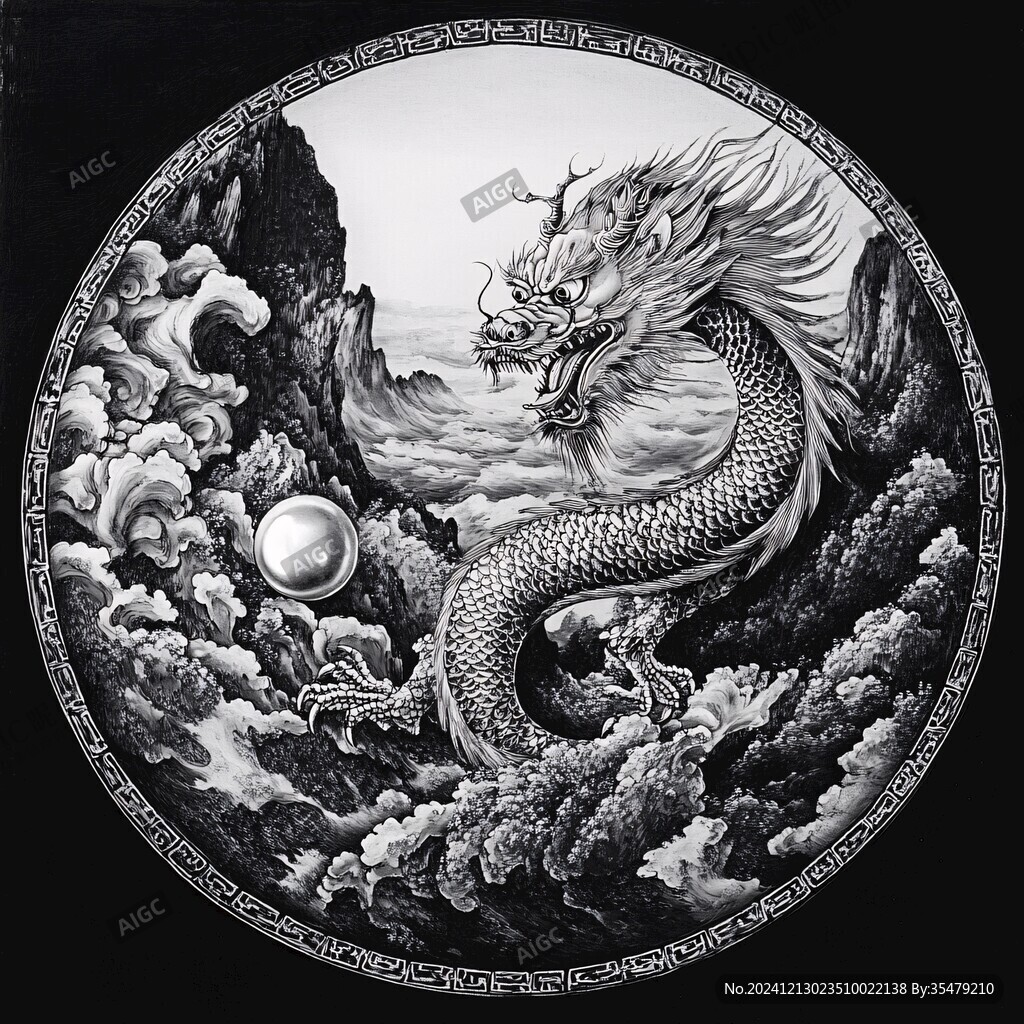 圆形龙插画