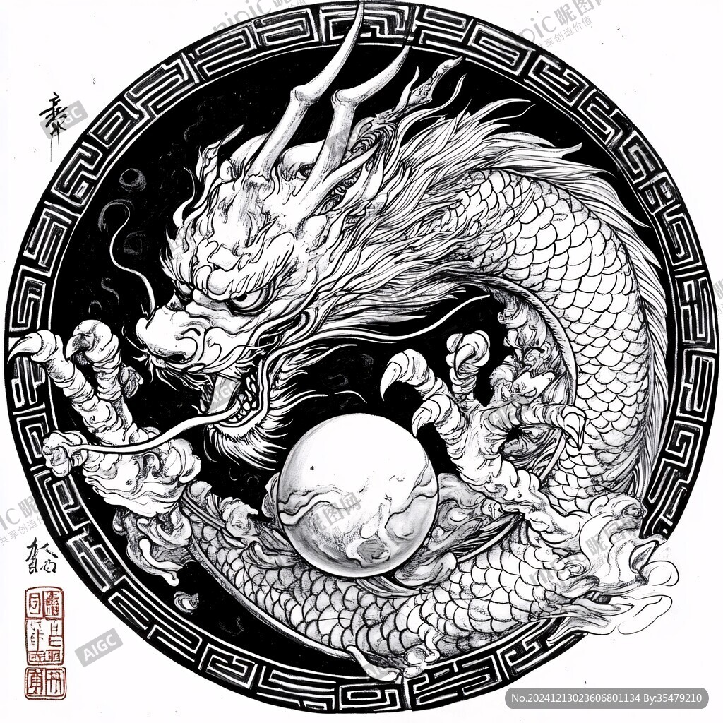 圆形龙插画