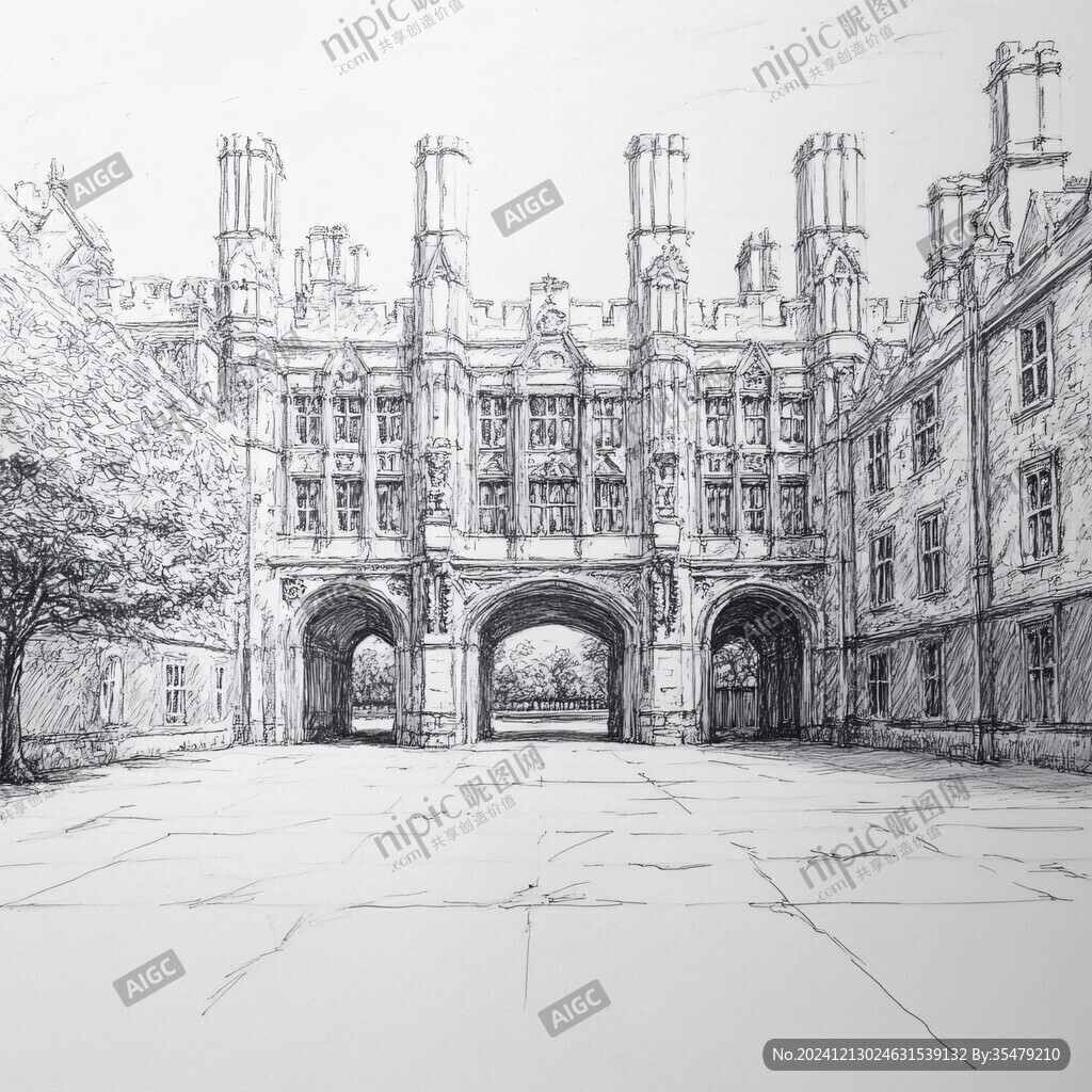 剑桥建筑插画