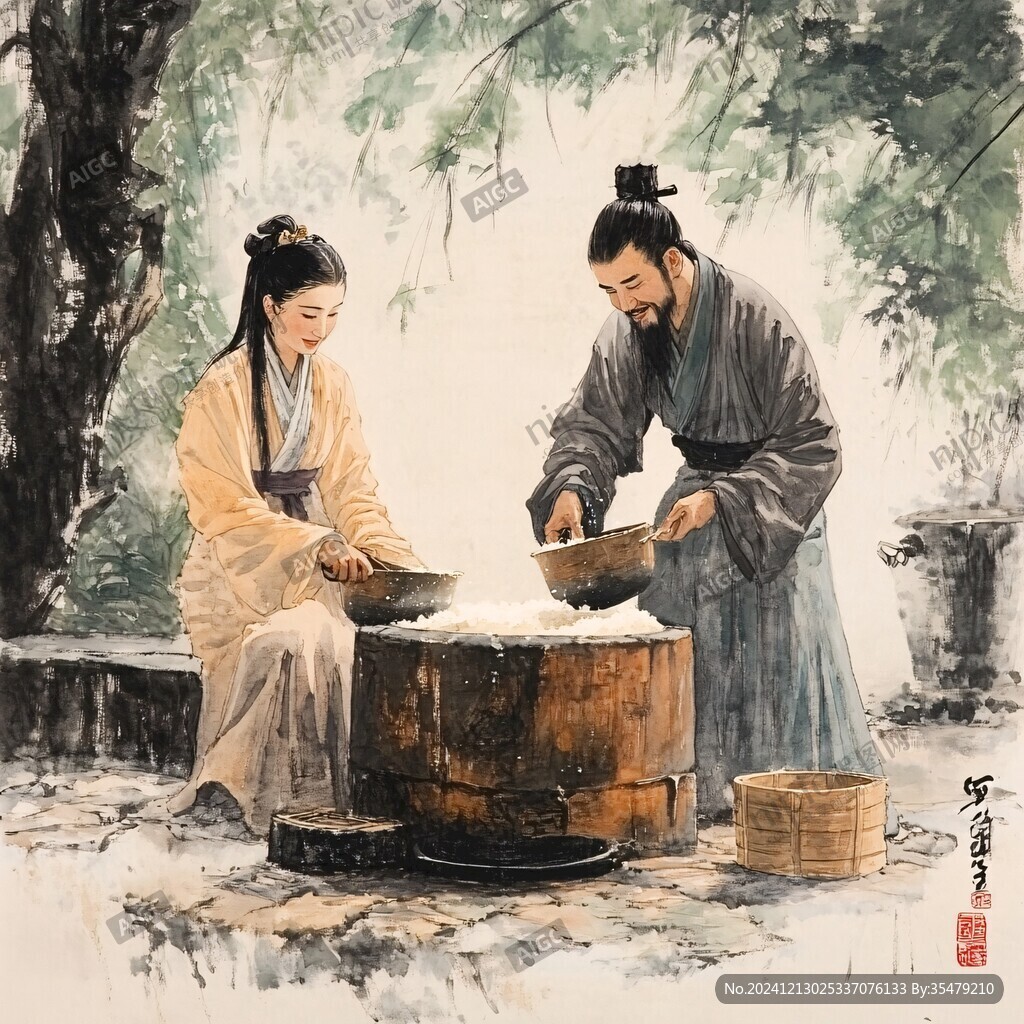磨豆腐挂画