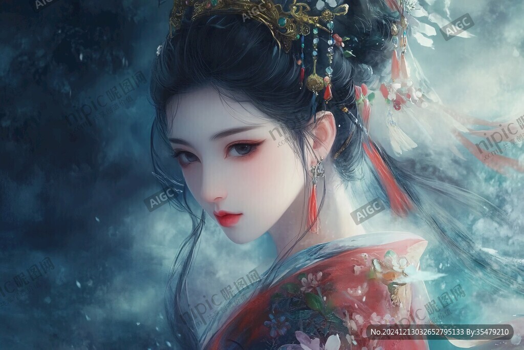 红衣少女设计古风