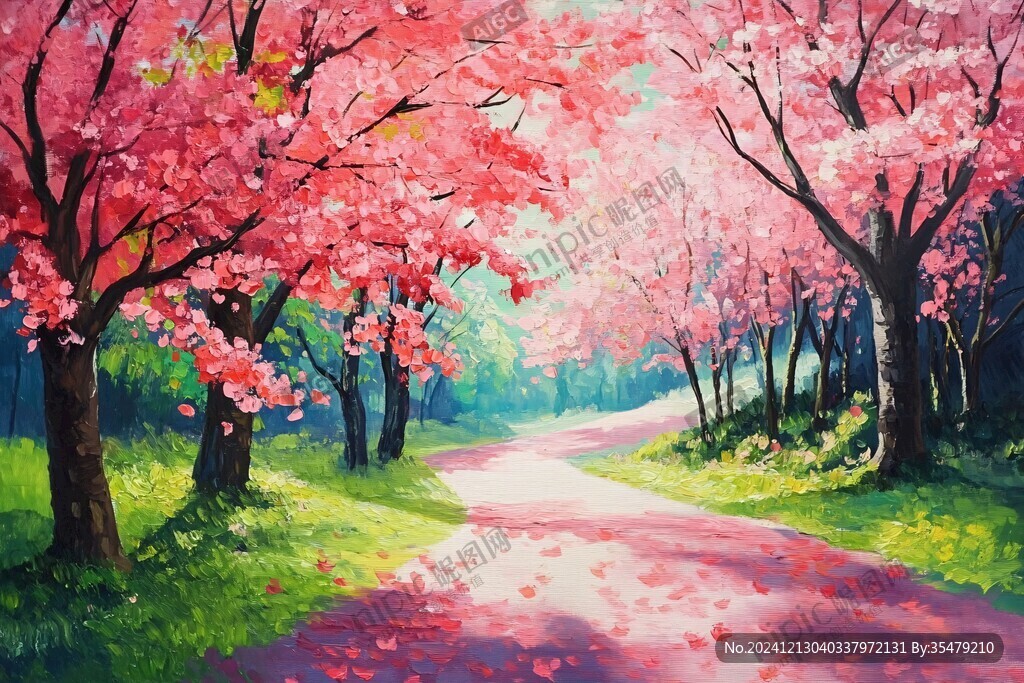 早樱油画