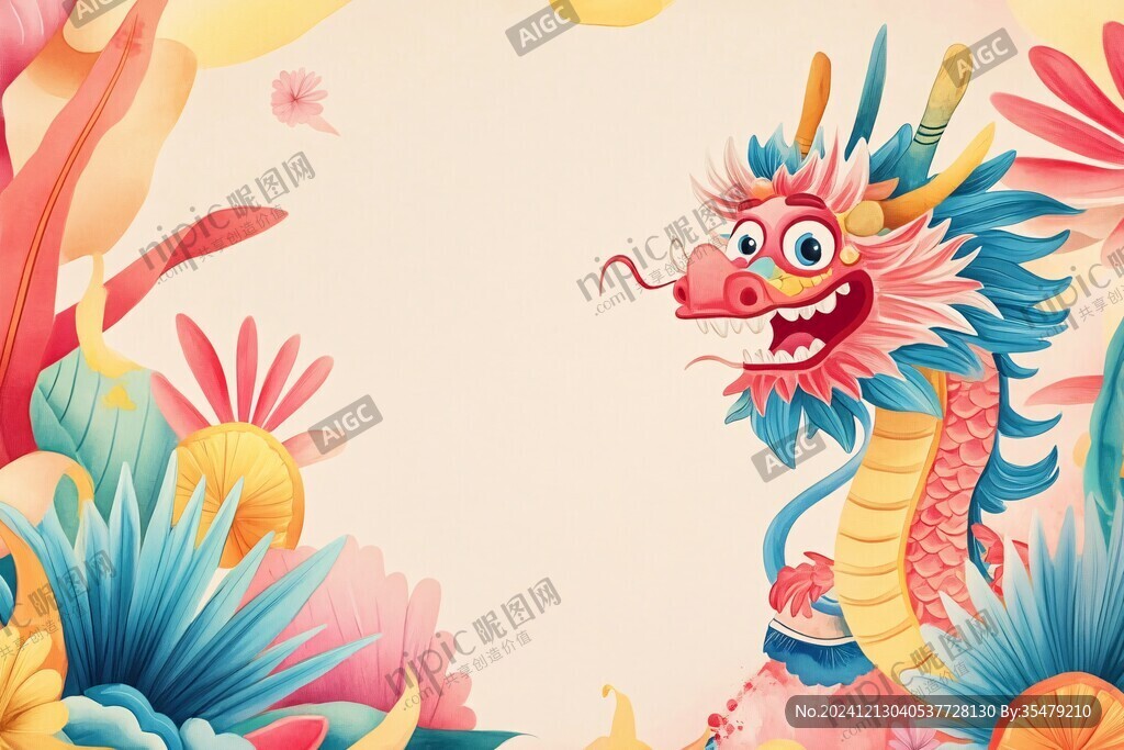 卡通龙喜庆插画背景