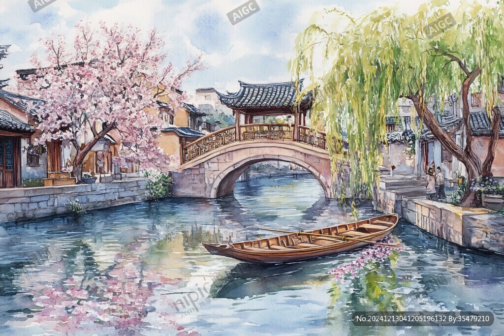 束河古镇插画