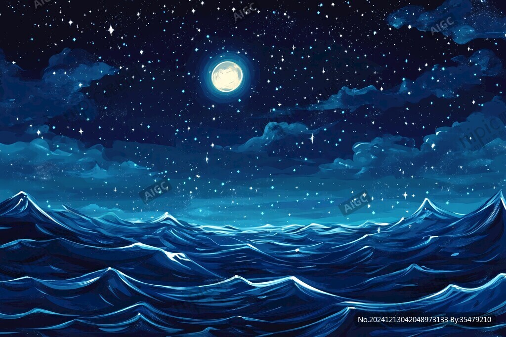 插画海平面