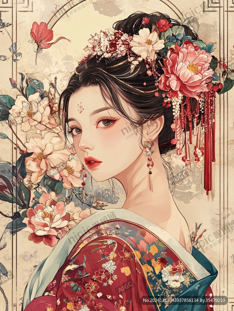 古风美女头像插画封面
