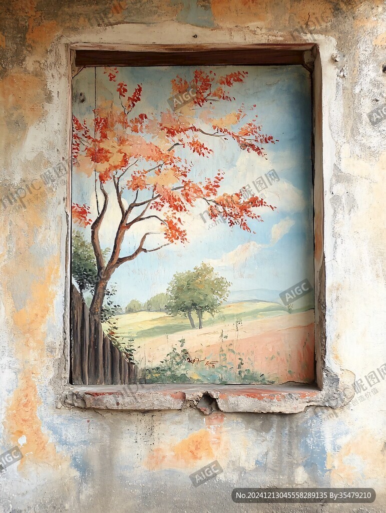 小枫树墙画