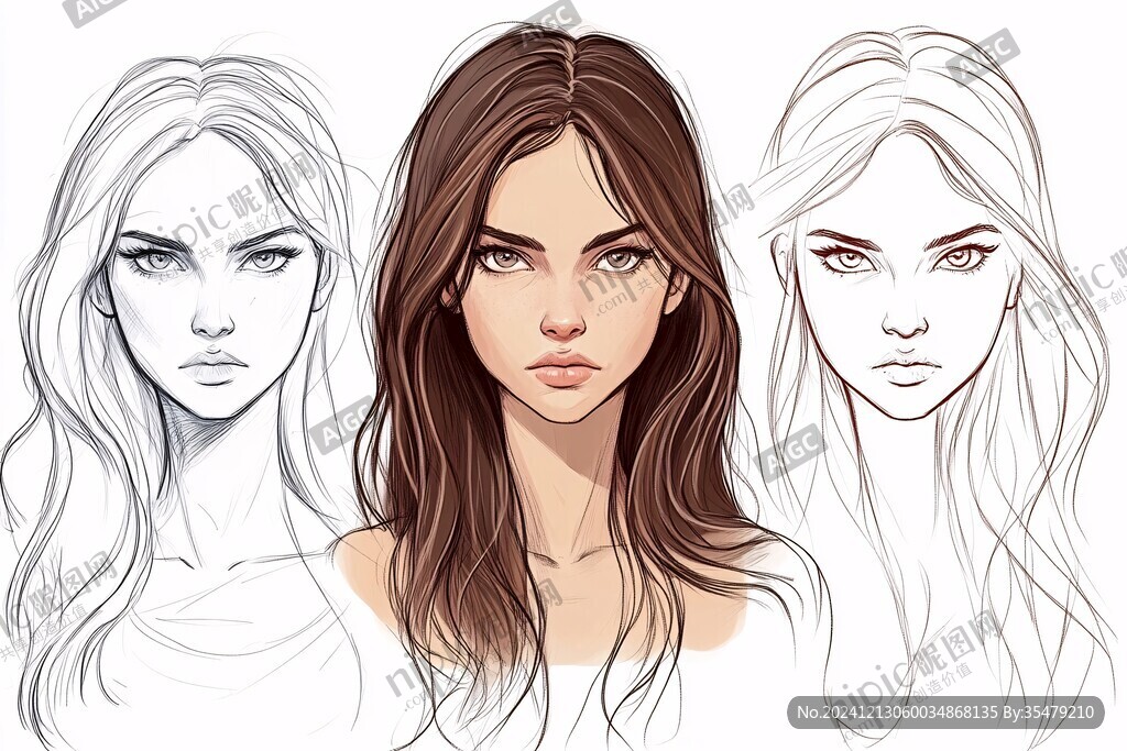 美女插画对比