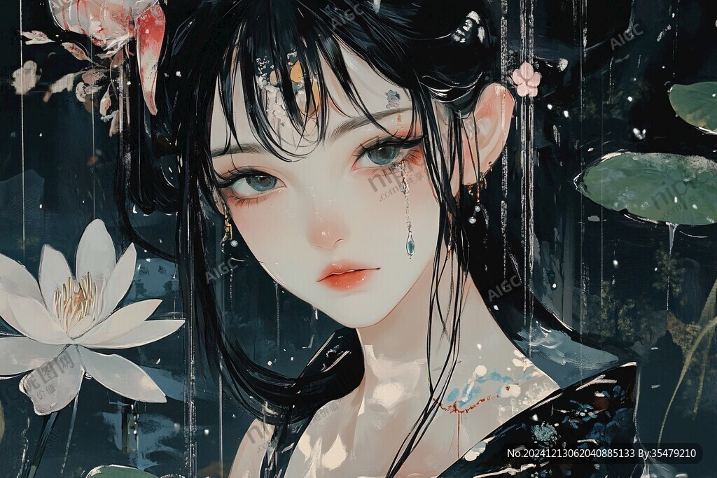 古风美女头像插画封面