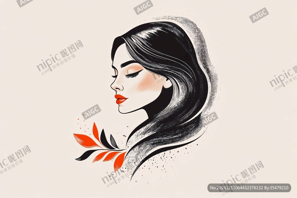 手绘抽象美女