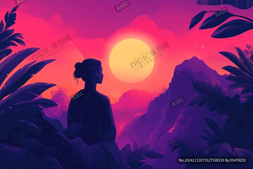 看日出插画