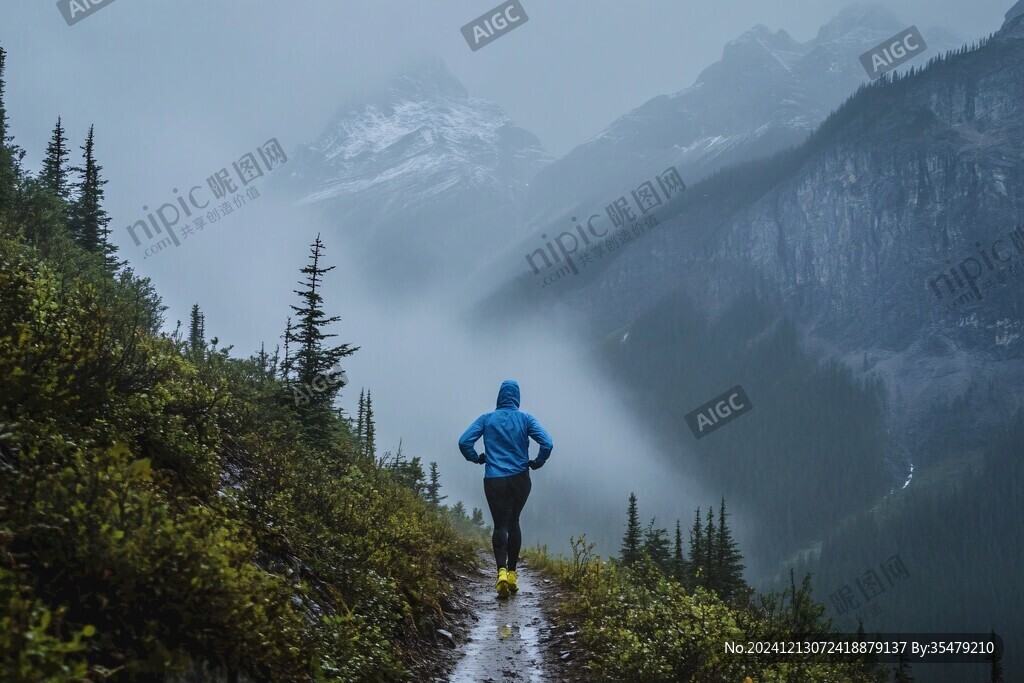 雾中爬山