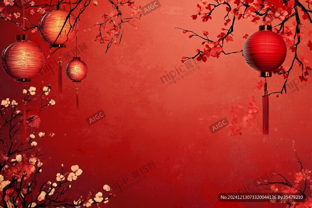 灯笼梅花背景图