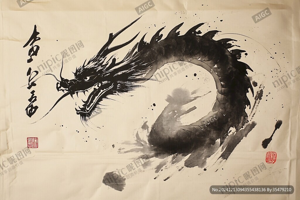 毛笔字画龙点睛